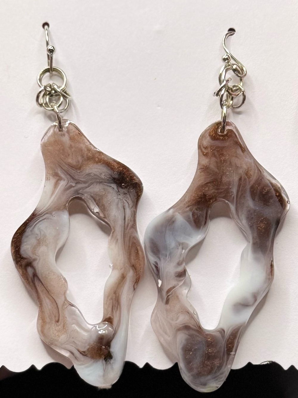 Mocha Swirl Resin Dangle Earrings - Women Jewelry